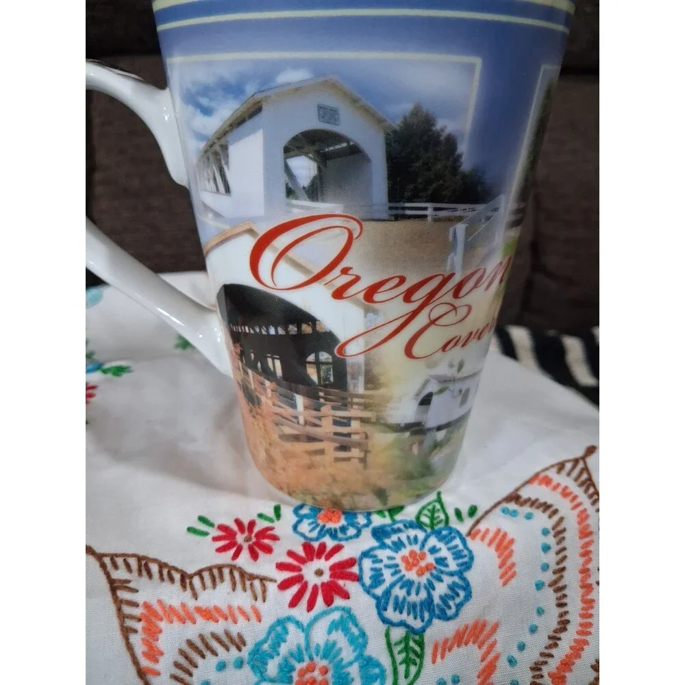 Vintage Mug, Oregon Covered Bridges, 14 Oz